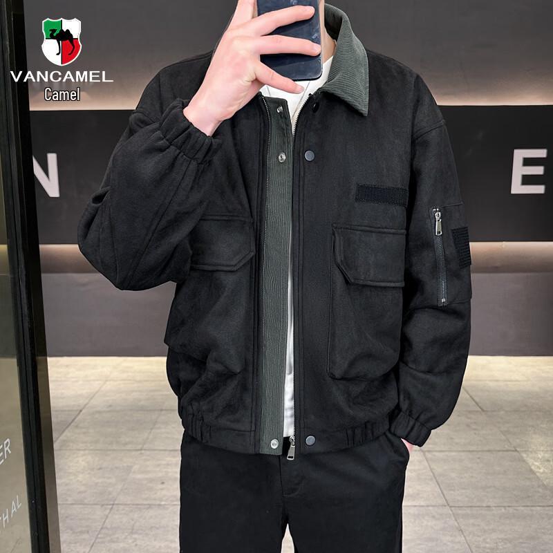 VANCAMEL Men s Retro Lapel Work Jacket M