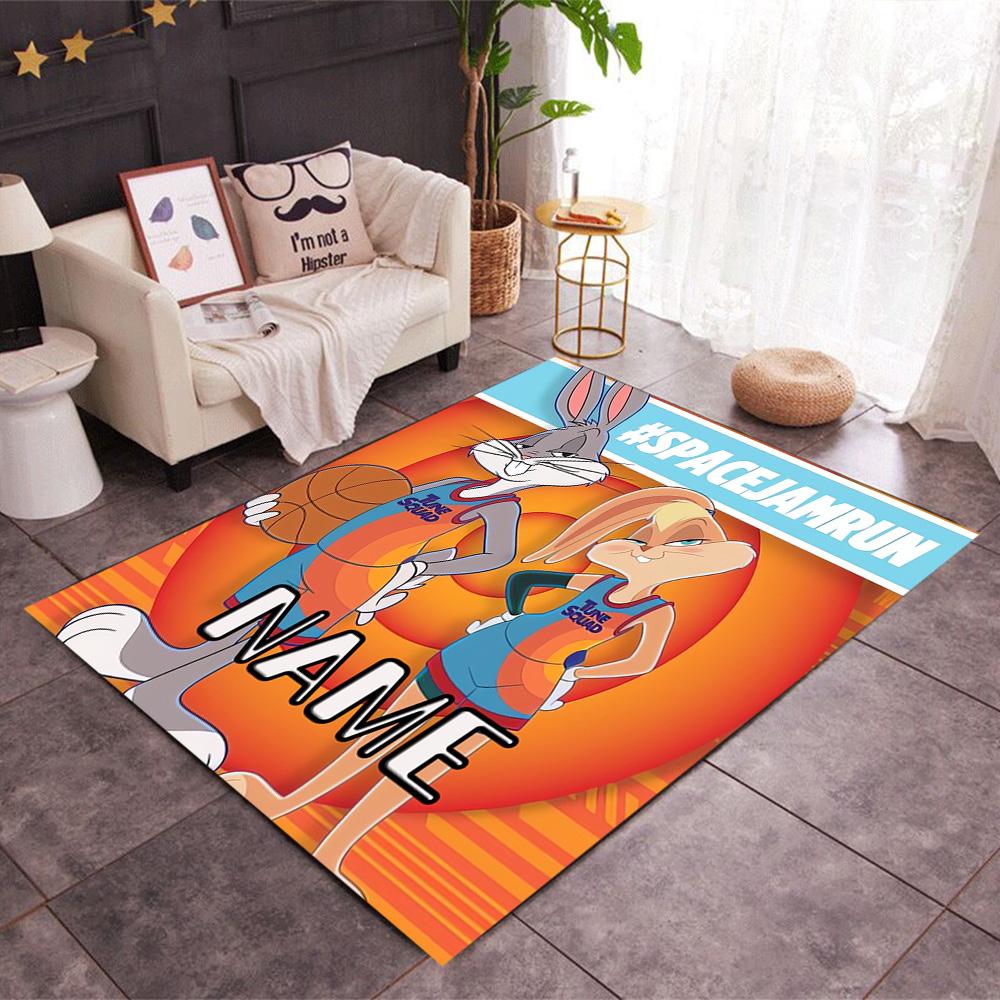 Looney Space Jam Run Event Customizable Name Floor Mat Suitable for Decorate room Balcony Entryway Dining Room Anti-slip Rug Anime Office Decor