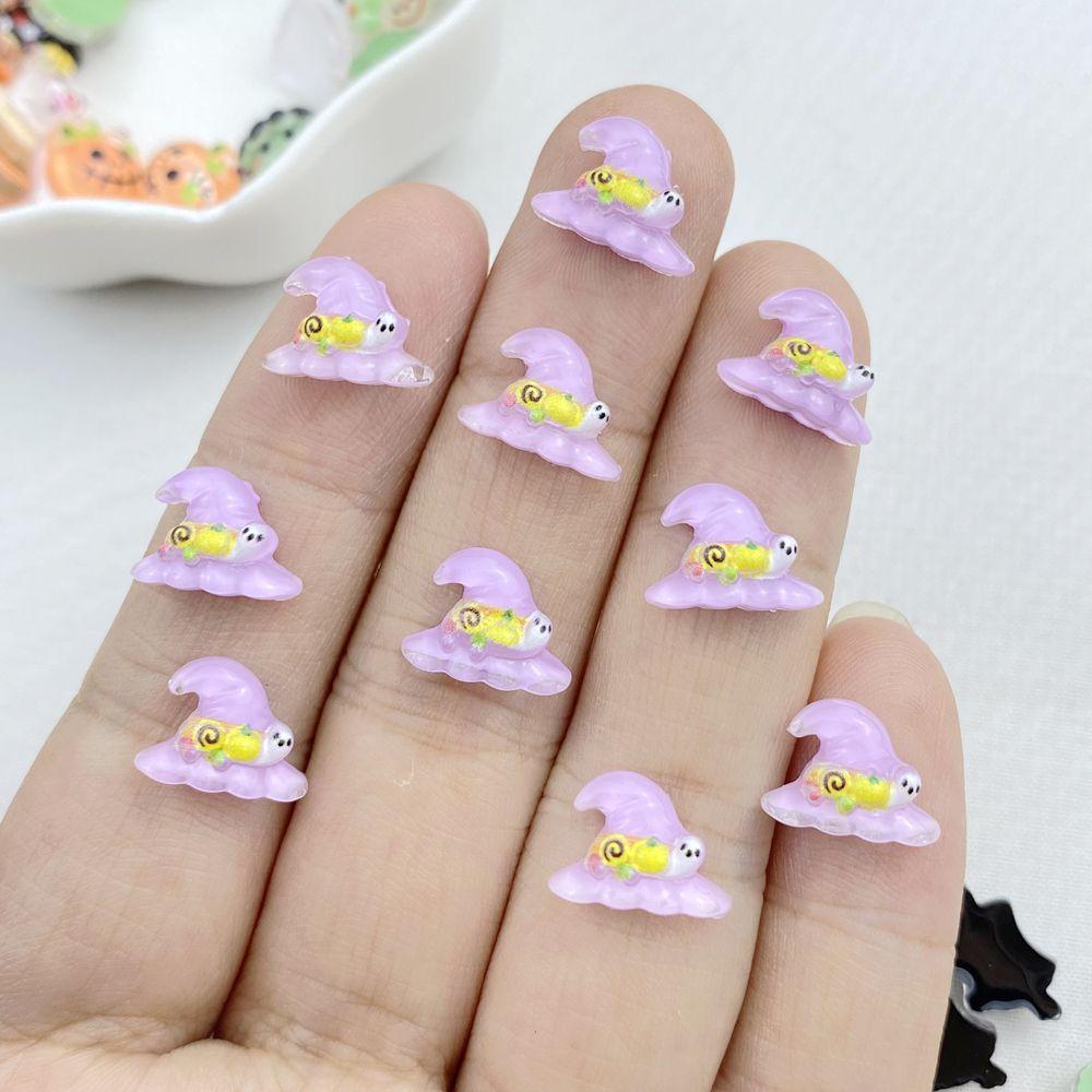 50Pcs New Cute Resin Small Halloween Collection Flat Back Ornament Jewelry Making Manicure Hairwear Accessories