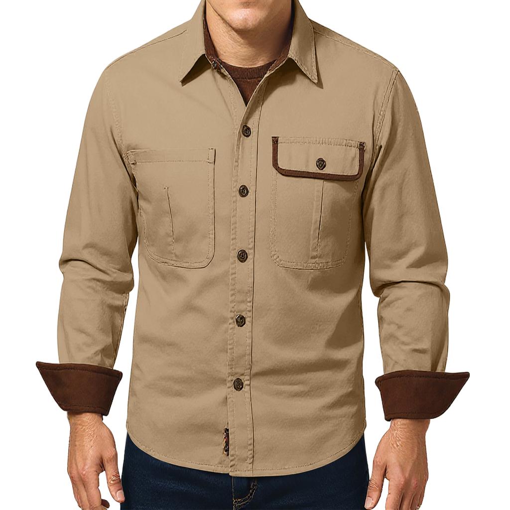Men's Relaxed-Fit Casual Workwear Long-Sleeve Jacket Shirt