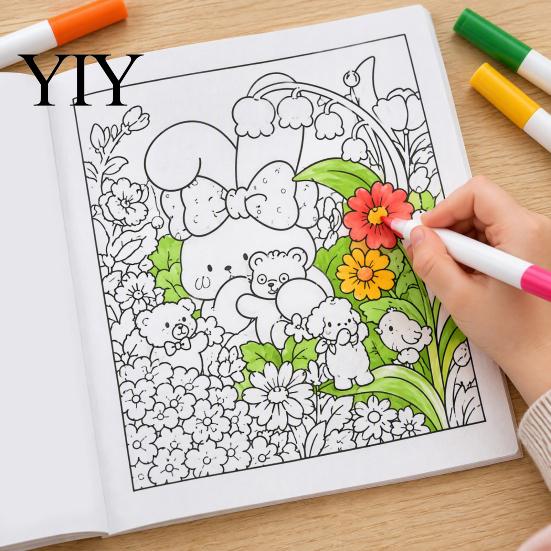 Thick Paper Drawing Journals Cozy Nature Coloring Book, Relaxing Floral And Animal Patterns, Cotton Creative Hobbies for Adults Pulp DIY Painting Book