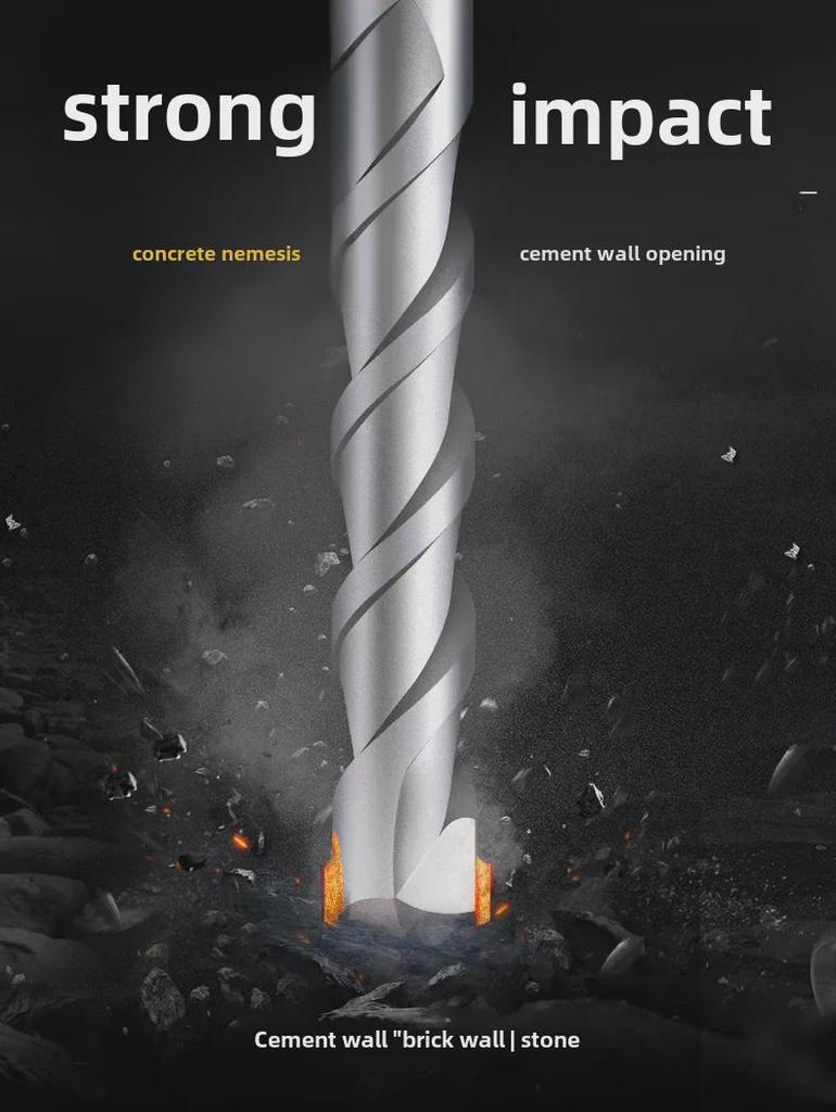 Extended 500MM, 1M, 2M, 3M Concrete Impact Drill Bit with Dual Pits & Grooves