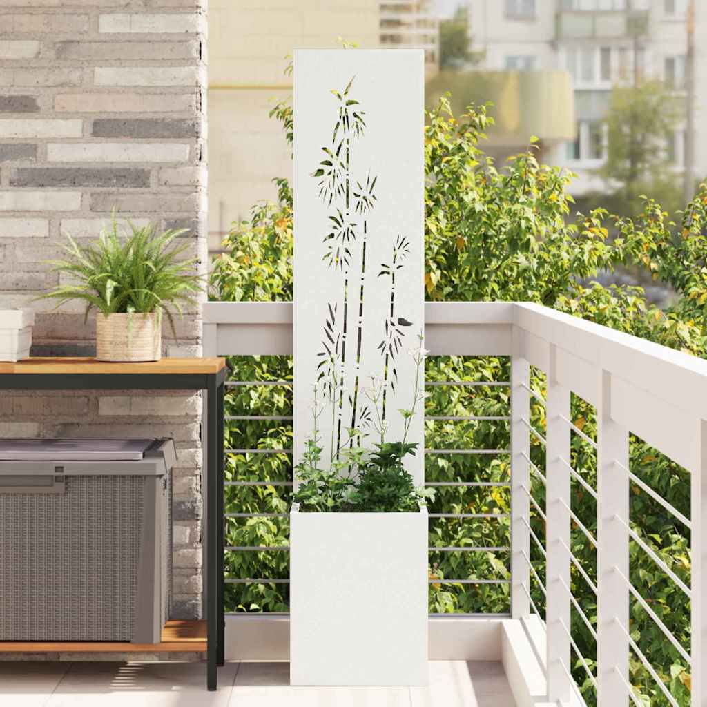 Garden Privacy Screen Canvas Floral White 32 X 150 Cm