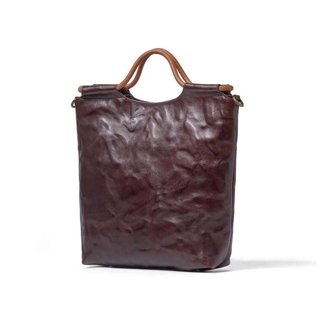Cross-border leather whole tree paste hand scratching tannin real vegetable tanned cowhide tote bag handbag women's shoulder messenger bag bag