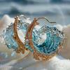 Joyería Inspirada en el Océano Estilo Bohemio Collar de Olas Azules Pendientes y Anillo Ideales Para el Uso Diario y Fiestas Regalo Perfecto Para Ella