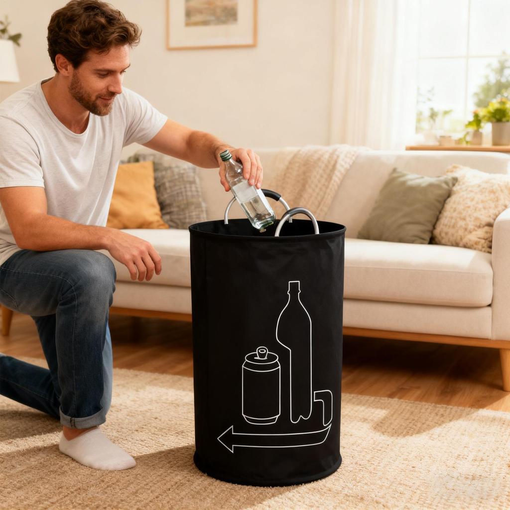 Large Capacity Bottles Collection Container with Handles 115L Oxford Waste Glass Storage Container Home Organizer for Kitchen