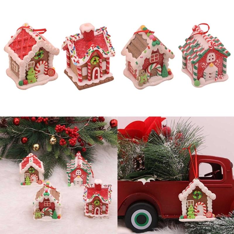 Adorable Christmas House Ornament Handmade Clay Realistic Christmas Hanging Pendants for Home Ornaments Holiday Decors