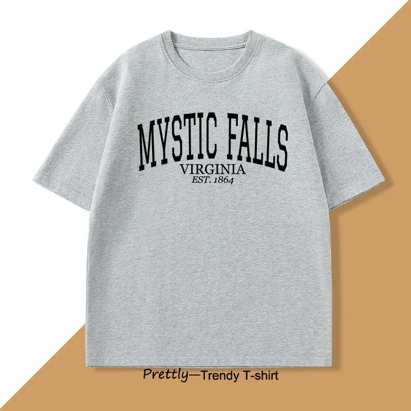 Mystic Falls Virginia Est1864 T Shirts for Virginia Casual Vampire Fan Salvatore TShirt Vintage Damon Printed Tshirt Clothes