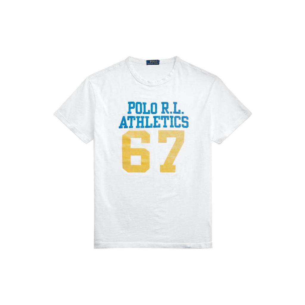 T-shirt da uomo Polo Ralph Lauren con logo, girocollo, vestibilità slim, manica corta, colore bianco, MNPOTSH1N820875-100