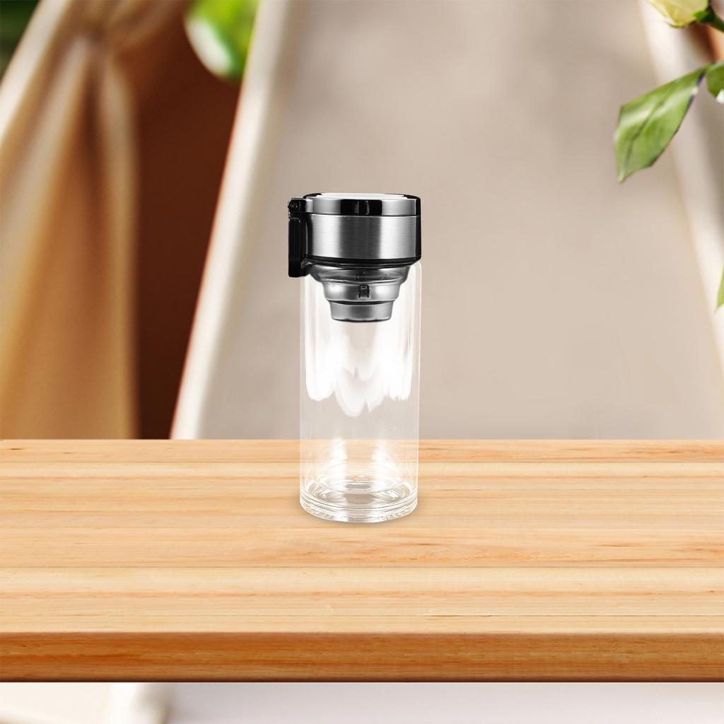 240Ml Glass Tea Infuser Bottle Double Layer Thermal Resistant Tumbler with Handle Tea Strainer Design for Office Travel Home