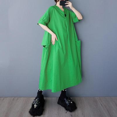 Short Sleeve Plus Size Vintage New In Dresses for Women Casual Loose Long Summer Dress