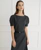 Bye Bye Seop [Set] Boatneck Wool Blouse + A-Line Long Skirt Charcoal