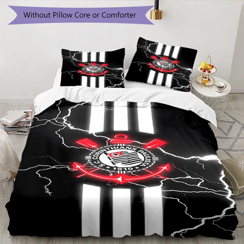 Sport Club Football Crest Printed Pattern Duvet Cover Set – includes 1 duvet cover and 2 matching pillowcases Bedroom decor Christmas gifts