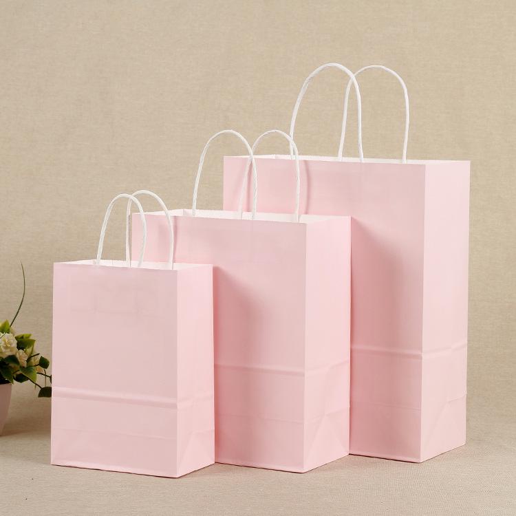 Spot Multi-color Kraft Paper Bag with Handles for Advertising, Gift Packaging, and Shopping, with Custom Printed Logo