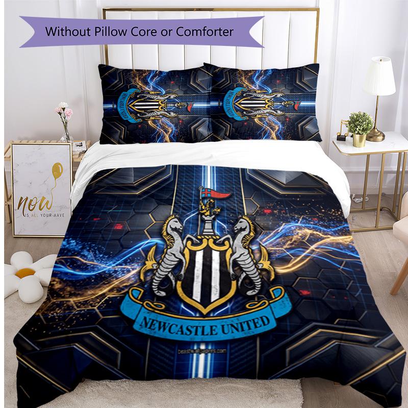 Set Lenzuola Stampato Newcastle United Football 3 Pezzi, Comodo Set Copripiumino per Camera da Letto Amico della Pelle