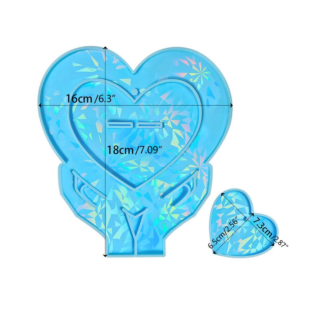 Valentinstag Epoxidharzform Antihaft Holographische Herzdekorationen Silikonform DIY Bastelarbeiten Tischornament Werkzeug