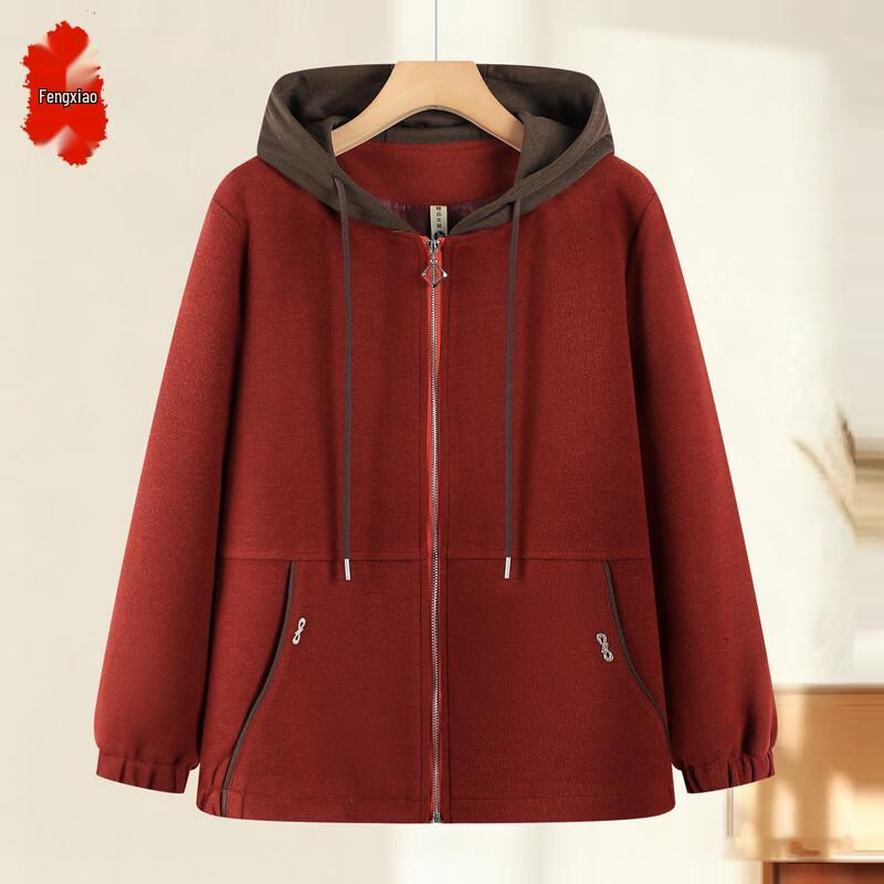 Elderly Women s Casual Hooded Zip-Up Jacket 3XL