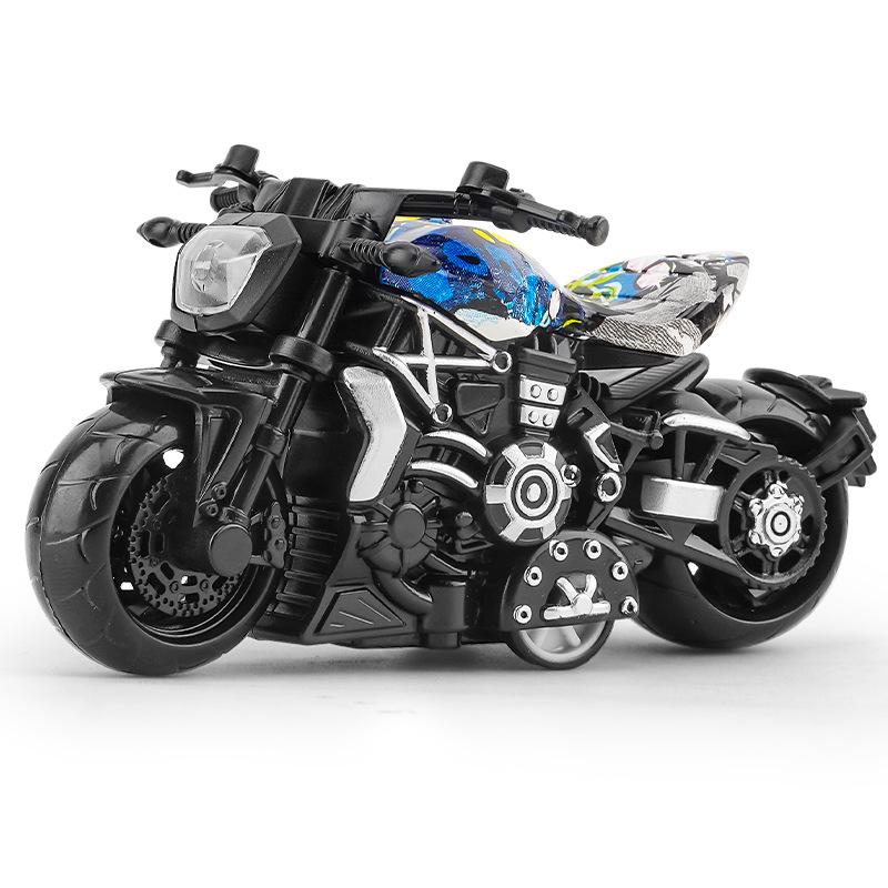 Alloy Pull-Back Motorcycle Model Mini Racing Toy Keychain Pendant