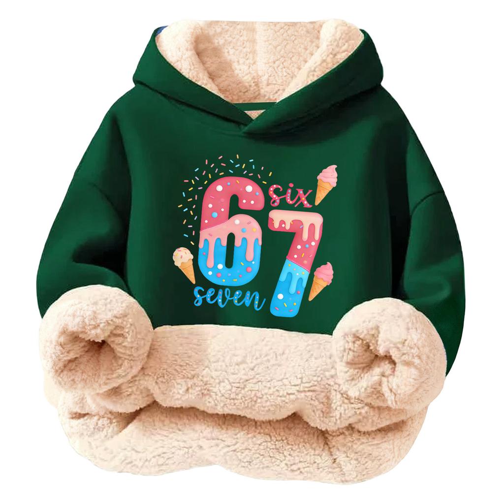 Children's Fashionable Printing Casual Fleece Hooded Loose Fit Hoodie Without Pockets