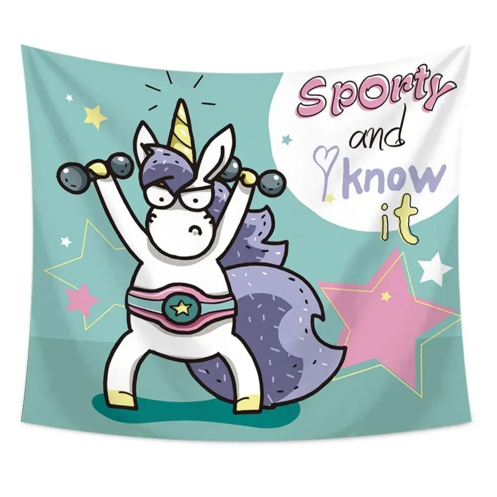 

Гобелен с принтом «Мультяшный единорог» Гобелен для офиса, гостиной, украшения стен дома 100x75cm