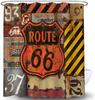 American Road Sign Highway Shower Curtain For Bathroom Decorative Shower Curtain, Retro With 12 Hooks 180X180Cm