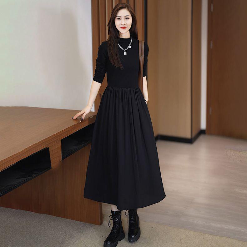 Hepburn-Inspired Slimming Long Sleeve French Elegance Dress for Women - Spring/Summer 2025 S чёрный