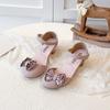Girls' 2026 Summer Fashion Princess Bow High-Heeled Sandals for Toddlers