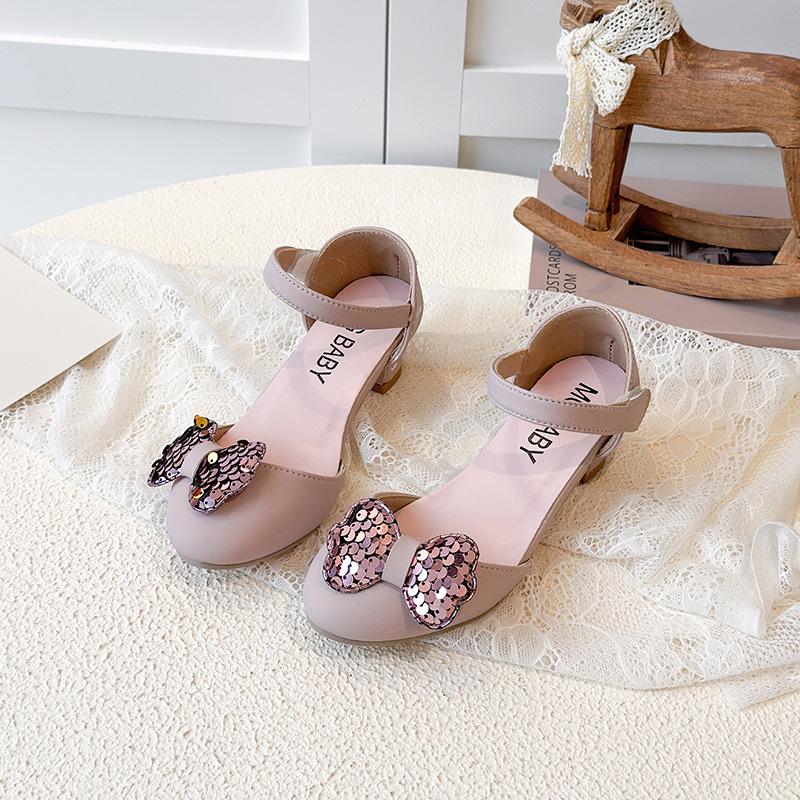 Girls' 2026 Summer Fashion Princess Bow High-Heeled Sandals for Toddlers