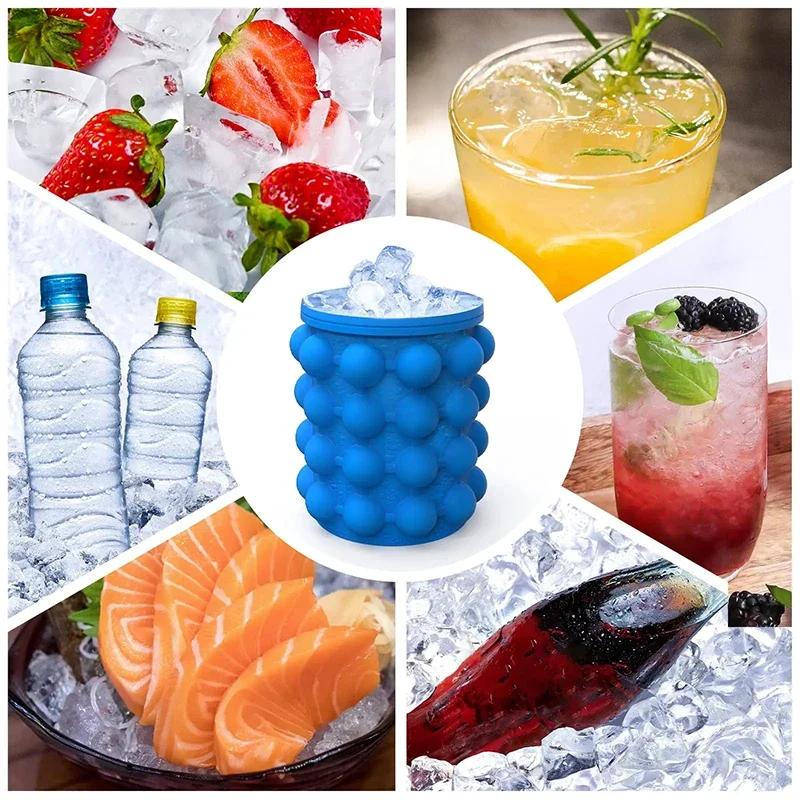 1 pz-Silicone Ice Cube Maker Secchio portatile Vino Ghiaccio Raffreddatore Birra Armadietto Salvaspazio Attrezzi da cucina Bere Whisky Congelare