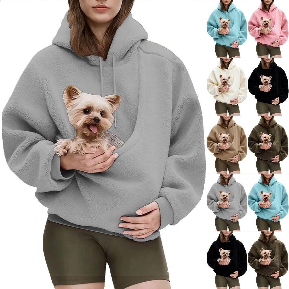 Hands-Free Unisex Pouch Sweatshirt Front Large Pouch Kitten Puppy Holder Cat Dog Bag  Casual Use
