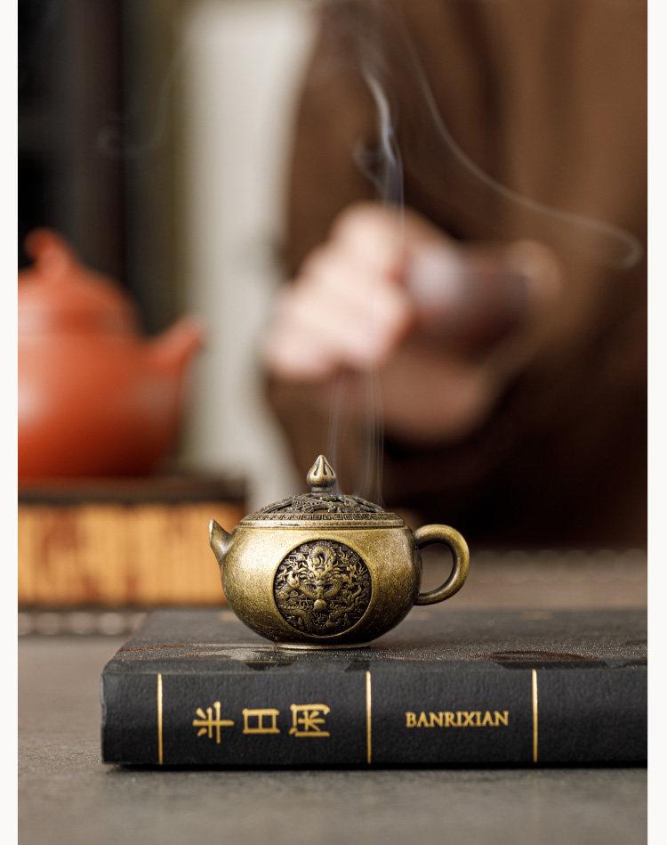 Portable Alloy Incense Burner, Aesthetic Indoor Aroma Diffuser, Small Home Incense Holder for Sandalwood Stick Incense