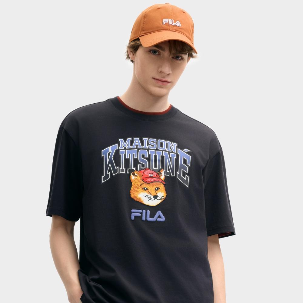 Fila X Maison Kitsune Fox Graphic T-Shirt Unisex Tops Legendary-Blue F11U529102F-NV