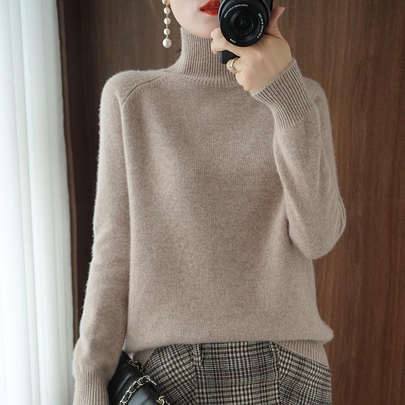 Stand-up Collar Sweater Women's Autumn And Winter Thick Section Korean Women's Solid Color Pullover Loose Knitted Long-sleeved Bottoming