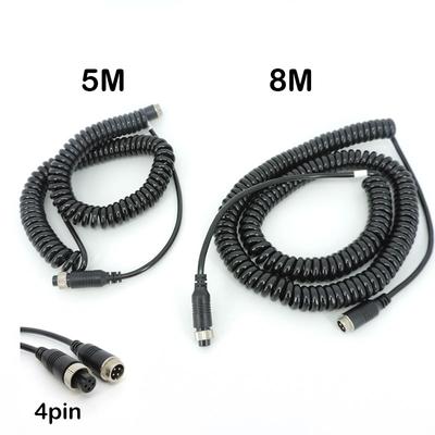 5/8M 4 Pin Core Spring Aviation Male To Female Extension Video Connector Power Lead Cable Extend for Truck Bus Monitor Camera