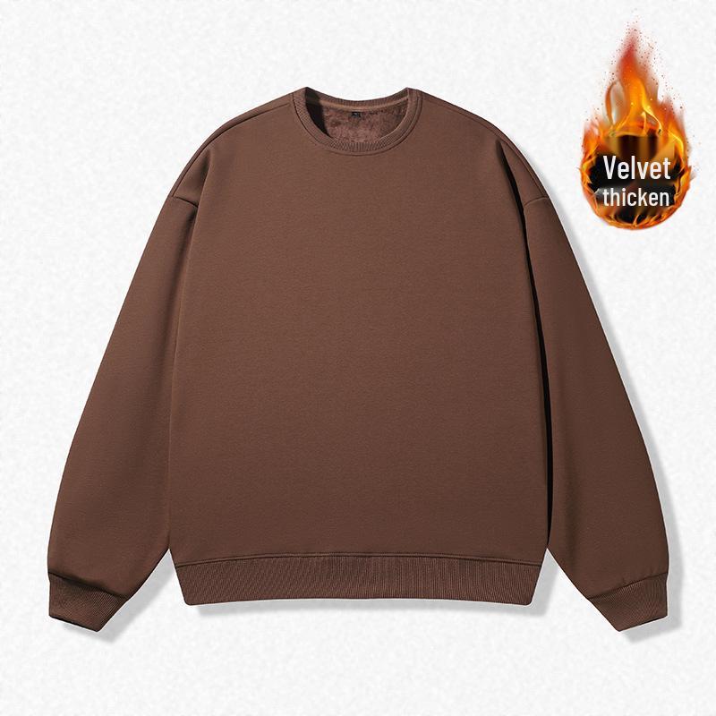 Unisex casualowa bluza z kapturem podszyta polarem: Okrągły dekolt, Luźny krój, Duży rozmiar, Długi rękaw, Idealny dla par