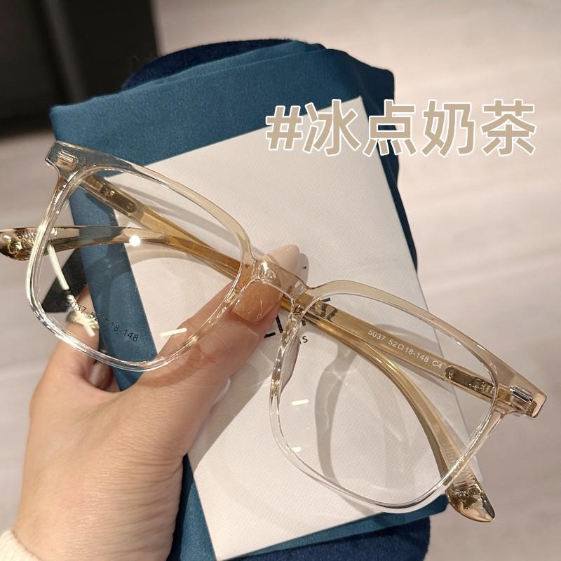 

Transparent large-frame glasses show small myopia on the face, can be equipped with anti-blue flat-light goggles, retro glasses frames anti-blue light flat glasses [0 degrees] коричневий