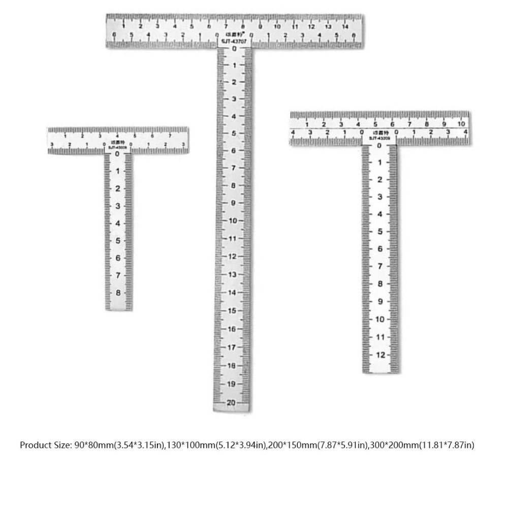 סרגל זווית ישרה מפלדת אל-חלד כלי מדידה סרגל מסגור מיני סרגל בצורת T בנייה