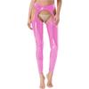 Women Cut Put Underpants Wet Look Thigh-High Tights Suspender Pants Leggings Shiny Leather Long Trousers Club StagePerformance