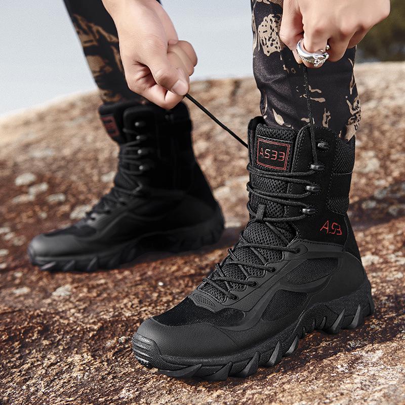 

High-Top Tactical Combat Boots for Men - Large Sizes 45-46, Winter Military Enthusiast Footwear size 39