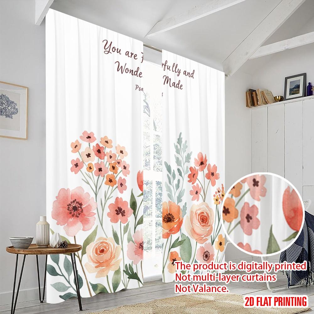 2 Stück 2D Flachdruck Party Fenstervorhänge Furchtbar Wunderbar Gemacht Floral Polyester Ohne Strom Party Dekorationen