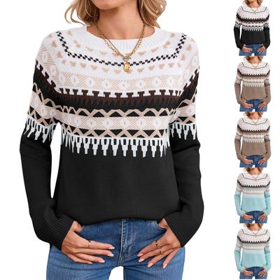 Pull Pull à Motif Géométrique Tricoté pour Femme pour l'Hiver