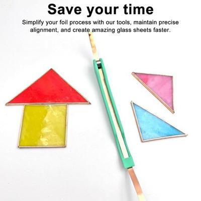 Copper Foil Hand Foiler DIY Crafts Projects Stained Glass Copper Foiling Tool Heavy Duty 7/32-Inch Handheld Manual Foil Crimper Application Tools