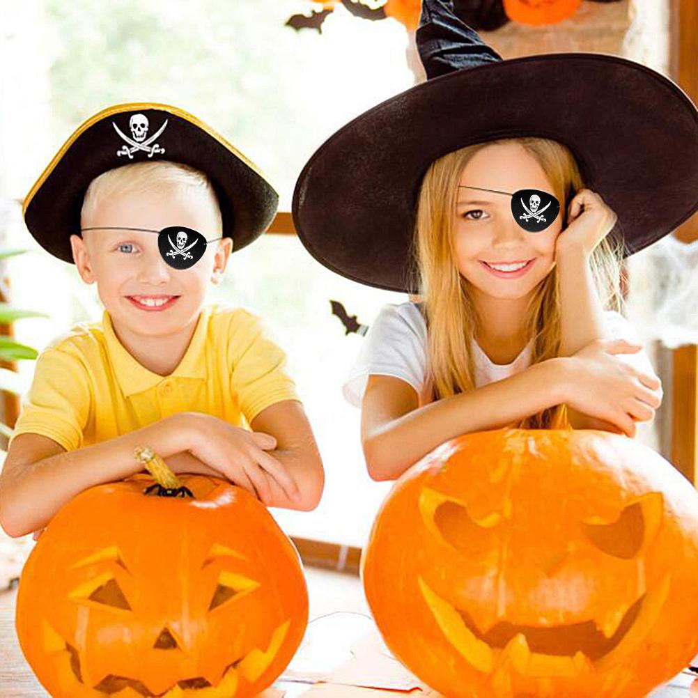 12pcs Single Pirate Eye Mask Halloween Pirate Theme Party Supplies Rope Felt Skull (with Knife) (Please Note When