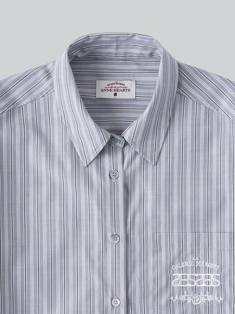 Aenhacheu Breeze Embroidery Stripe Shirt_Grey