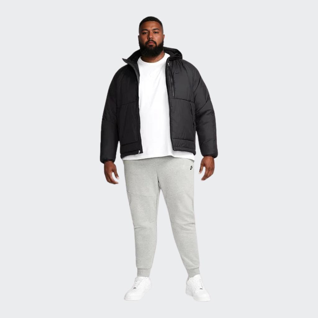 Nike Jachetă de bumbac caldă, cu glugă, sport, de culoare solidă, jachete pentru bărbați, negru DD6858-011