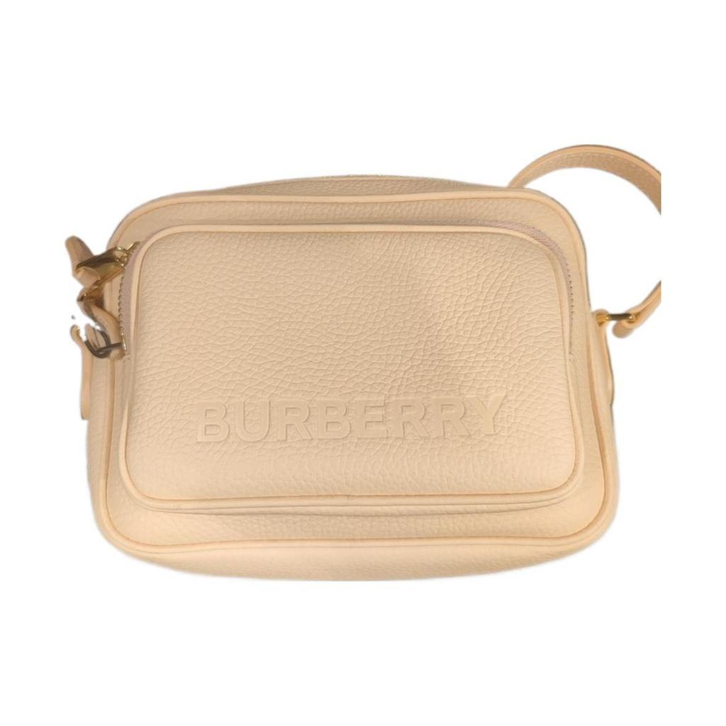 Burberry Letter Logo Embossed Zipper Closure Leather Camera Bag Women Shoulder Bag Beige 80653031