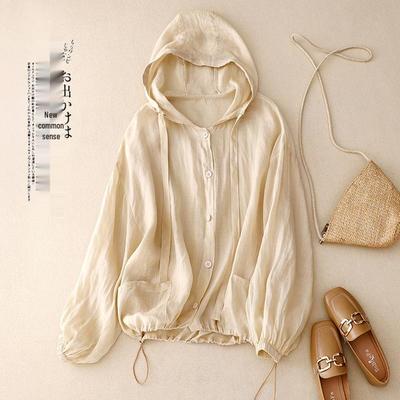 Cardigan con Cappuccio Artistico Estivo da Donna - Giacca Protettiva Solare in Cotone e Lino 2026