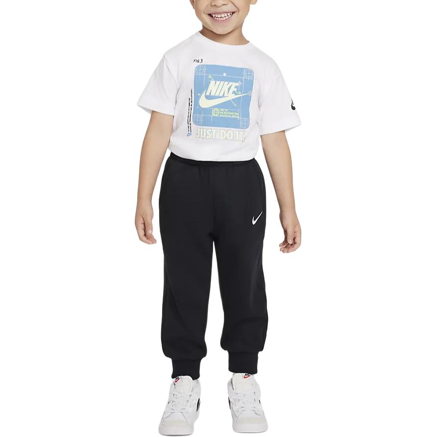 Nike Full Length Pants Brand Logo Comfortable Fleece Lined Knitted Fabric Black Infant And Toddler IB2542-010