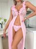 Sexy Pajamas For Women Split Lace Trim Sexy Transparent Backless Deep V Suspenders Sleeveless Dress Pure Desire Charming 0Fe5