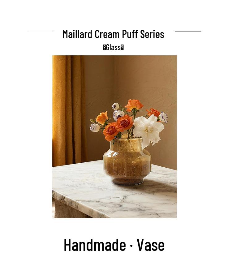 Latte Gradient Handmade Vintage Flower Vase for Light Luxury Living Room Decor